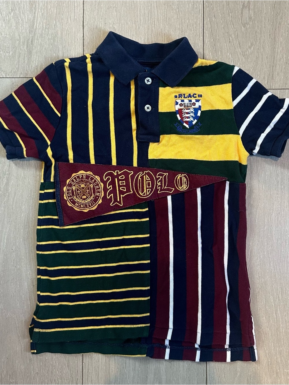 Polo by Ralph Lauren Multi-Color Striped Patchwork Polo Shirt